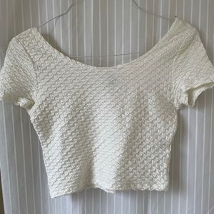 H&M white textured crop top